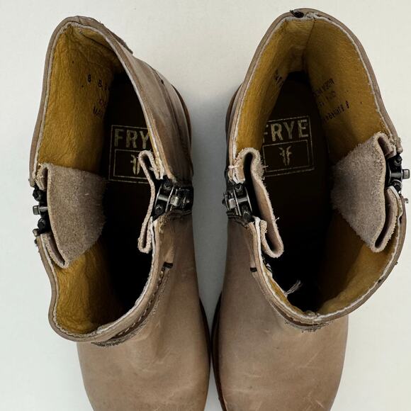 FRYE Veronica Seam Short Ankle Booties Double Zip Boots Light Brown Fawn 8M - Picture 10 of 13